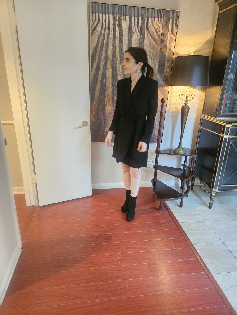 Etro Black Long-Sleeve Knot-Front Dress